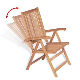 vidaXL Reclining Patio Chairs 2 pcs Solid Teak Wood (Option: as picture)